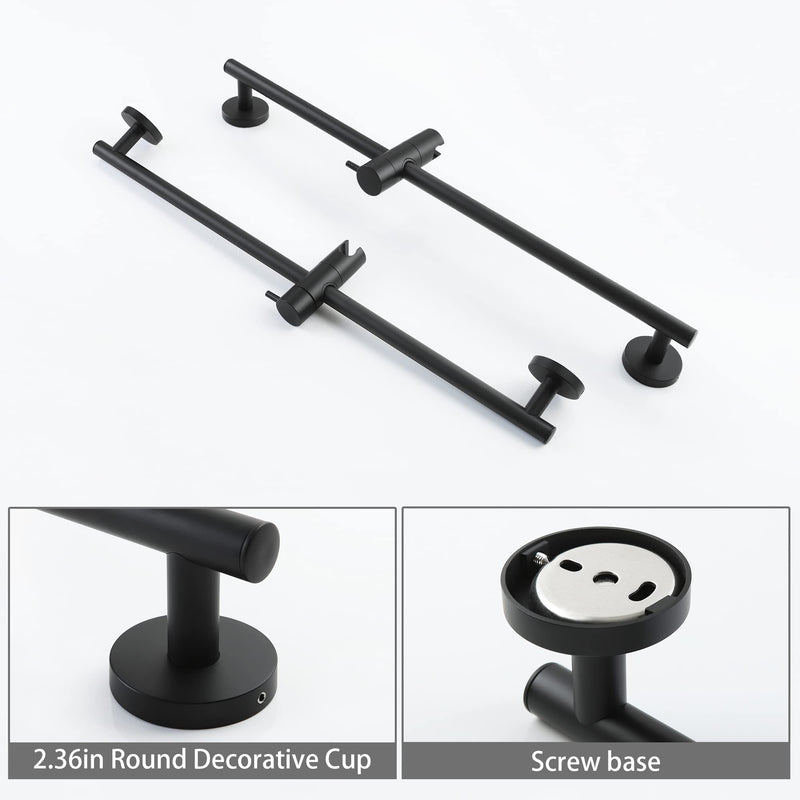 SKOWLL Adjustable Slide Bar 26 Inch Shower Silde Bar No Drill, Stainless Steel Shower Slide Bar with Handheld Shower Head Holder, Wall Mount Sliding Shower Bar for Bathrooms, Outdoors, Matte Black