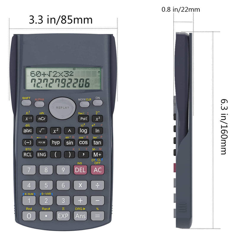 2-Line Engineering Scientific Calculator, Suitable for School and Business, Black