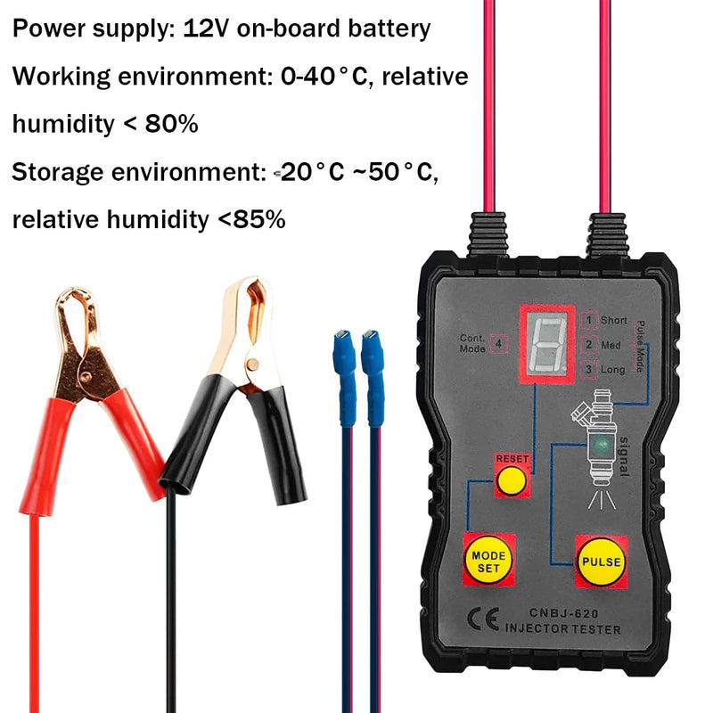 AUCELI Fuel Injector Tester Cleaner Kit, 12V Car Injector Tester with 2 Adapters 4 Pulse Modes, DIY Cleaning Tool Set with Short Circuit Protection, Automotive Gasoline Injector Tester MZ620