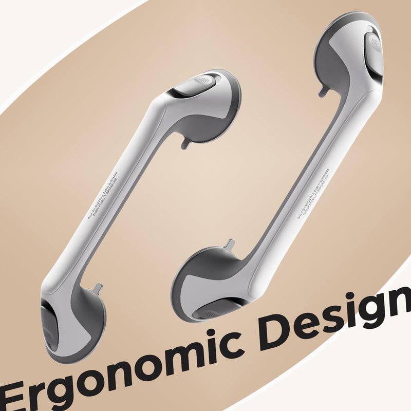 2 Pack 16 Inch Grab Bars for Bathtubs and Showers for Seniors, Heavy Duty Shower Handle for Elderly, Suction Cup Removable Handrails Handicap Bath Grip Bathroom Safety Grips (Gray 16″ Gray