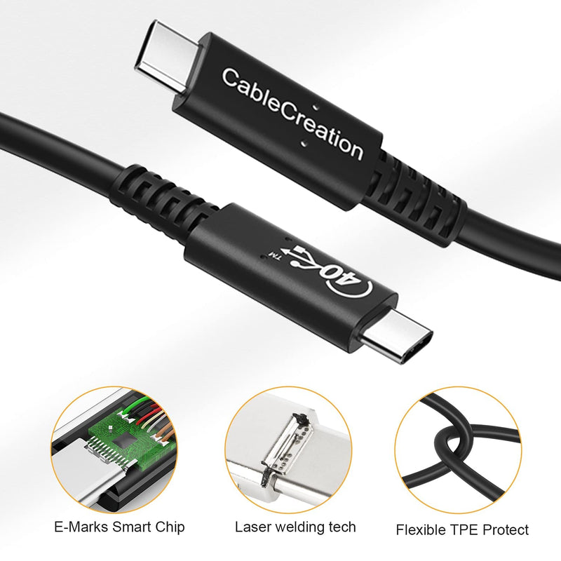 CableCreation USB 4 Cable for Thunderbolt 4/3, [USB-IF Certified] 2.6FT 40Gbps 100W USB C Cable, 8K 30Hz or Dual 4K 60Hz Video, Compatible with USB-C Docking Station, Hub, eGPU and More, 0.8M