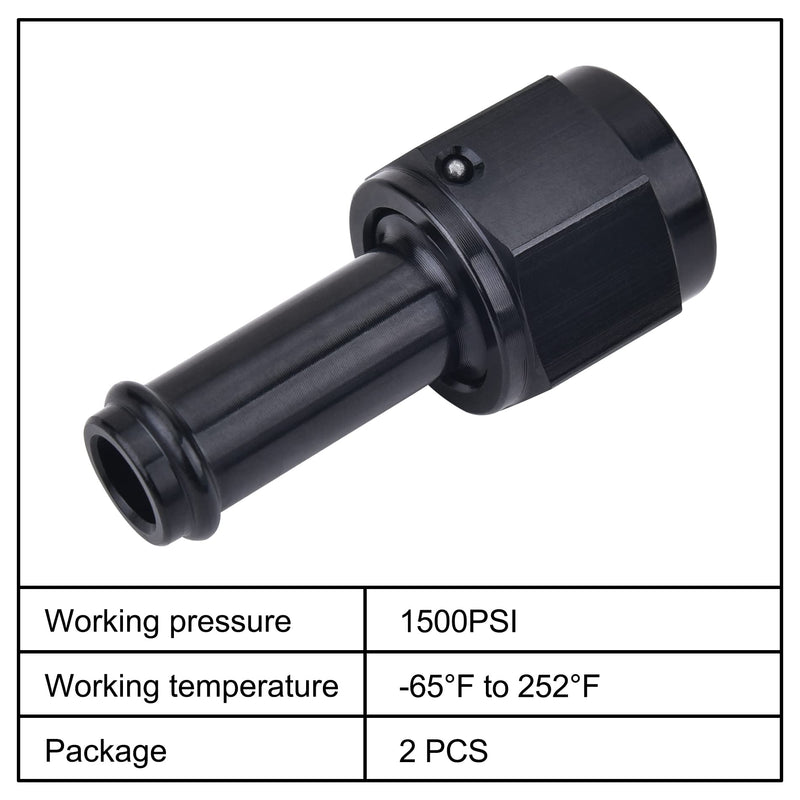 EVIL ENERGY 6AN Female to 3/8" Barb Hose Fitting Straight Swivel 2PCS 6AN to 3/8 Inch