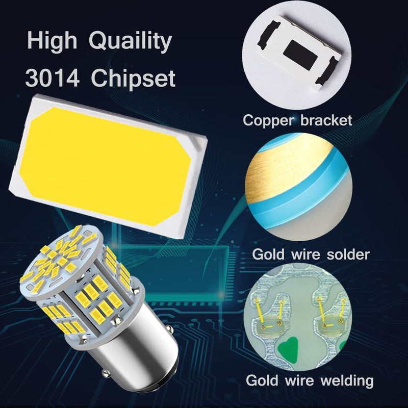 1157 Led Brake Light Bulb, 12V-24V 1157 7528 2357 2057 BAY15D LED Replacement Light Bulb for Brake Tail Light for Car RV Trailer Boat, 54SMD 3014 Chipset White light, 2PCS
