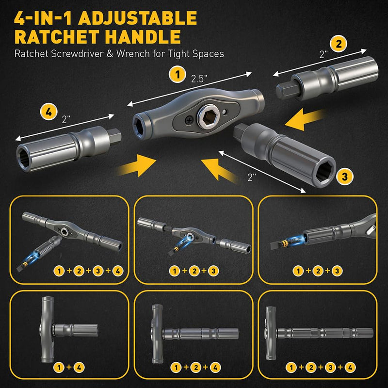 46 in 1 Magnetic Ratchet Screwdriver Set, Multi-Bit Screwdriver Kit, Nut Driver Set, Detachable Ratchet Handle with Storage Case, Repair Tool Kit for Furniture, Computer, Bicycle 46-in-1 New Version