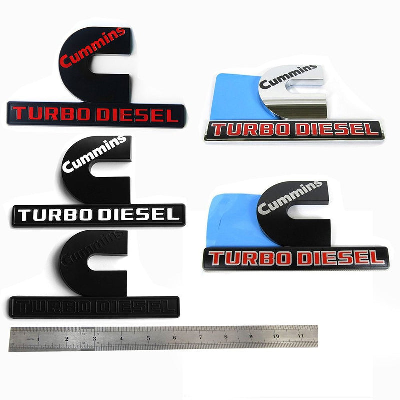 Yoaoo 2Pack OEM Black Cummins Turbo Emblem Compatible with 2500 3500 Emblem Matte White 6.2" by 3.4" inches Black with white