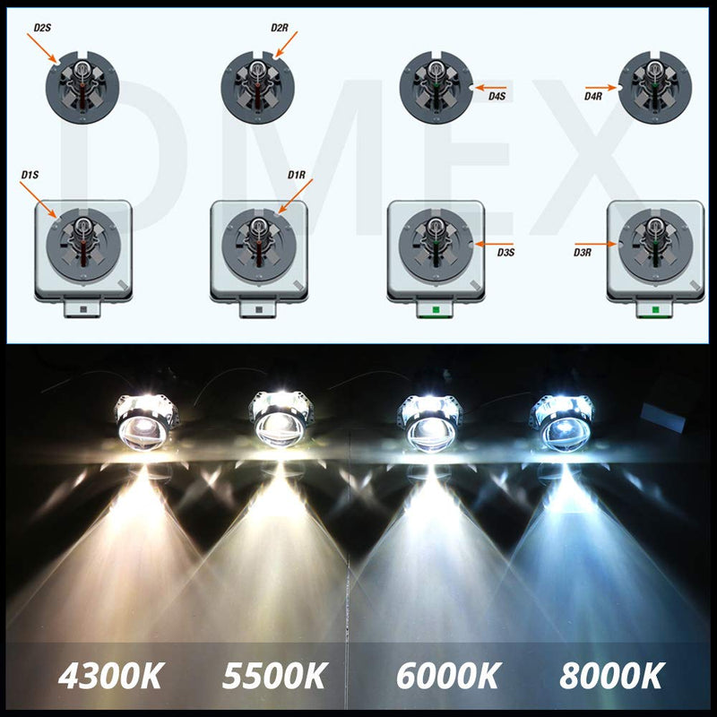 DMEX D2R 35W 6000K Cold White Xenon HID Headlight Bulbs 85126UB 66250 85126WX Replacement - 2pcs(NOT fit Halogen Headlight Assembly) 6000K Cool White