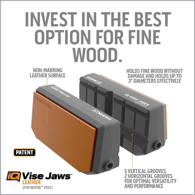 Leather Vise Jaws - Reversible Jaws for Fine Wood and Delicate Items - Feature Genuine Leather Side and Multi-Grooved Nylon Side for Secure Vice Grip