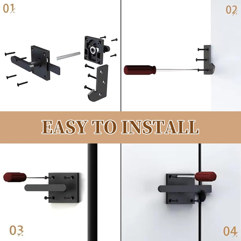 Double Sided Gate Latch Aluminum, Heavy Duty Black Fence Gate Latch with Handles, Rust Proof Surface Mount Lock for Left Right Inswing Wooden Gates, Backyard Garden Shed (Left)