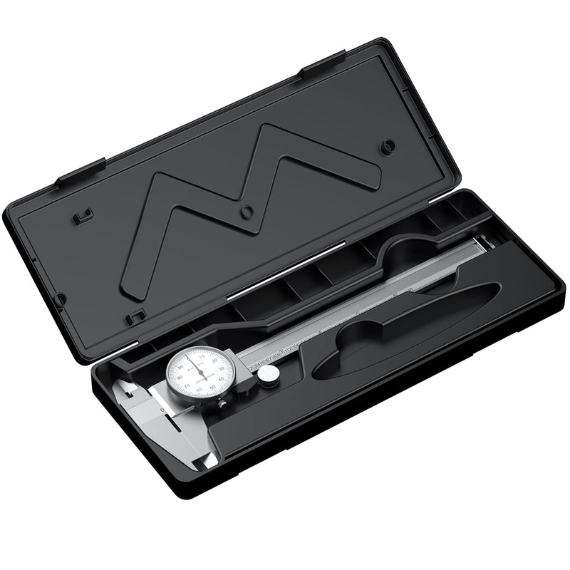 HDLNKAK Dial Caliper Shockproof Dial Caliper Precision Caliper with Watch 0-6" Range, 0.001” Resolution 6 Inch with 0.001" Precision Calipers 4-Way Measurement with Plastic Case Dial Caliper 0-6'' Range