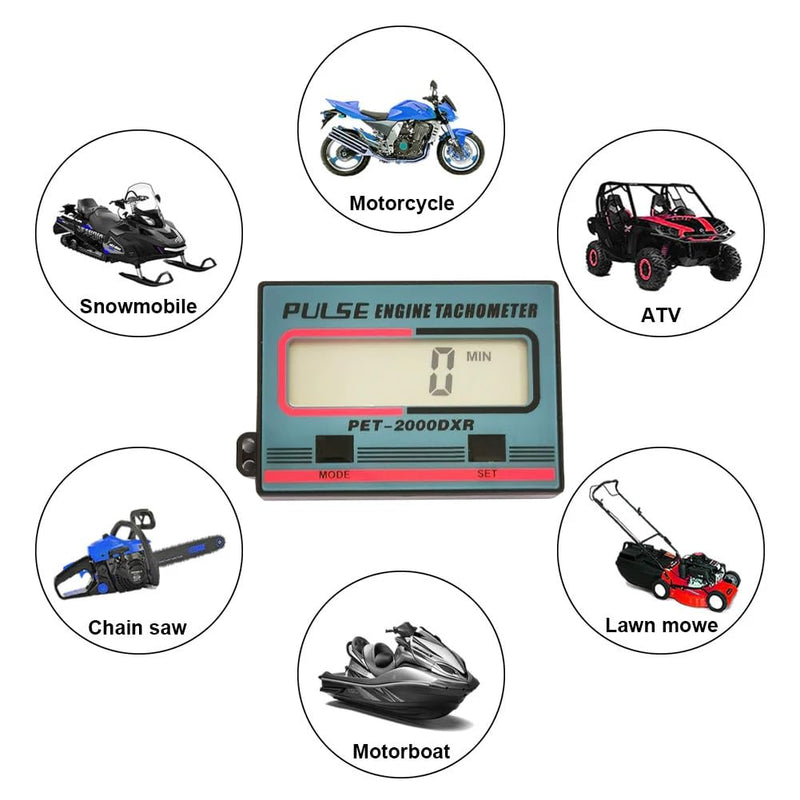 Digital RPM Meter Induction Pulse Tachometer Hour Meter for Small Engines - Chainsaws, Lawn Mowers, Motorcycles (Blue)