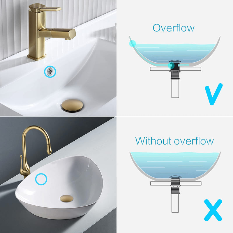 KAIYING Pop Up Drain, Bathroom Sink Drain Stopper with Overflow, Vessel Sink Drain Assembly with Detachable Basket Stopper, Anti-Explosion and Anti-Clogging Drain Strainer (Brushed Brass) Brushed Brass