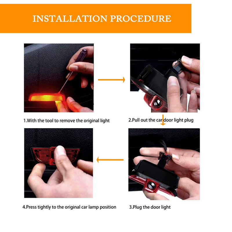 Car Led Door Logo Light Ground Courtesy Door Light Projector Compatible with C Class W204 C200 2008-2013 C230 C280 2008 C260 C300 2010-2013 Ghost Shadow Light 4Pcs