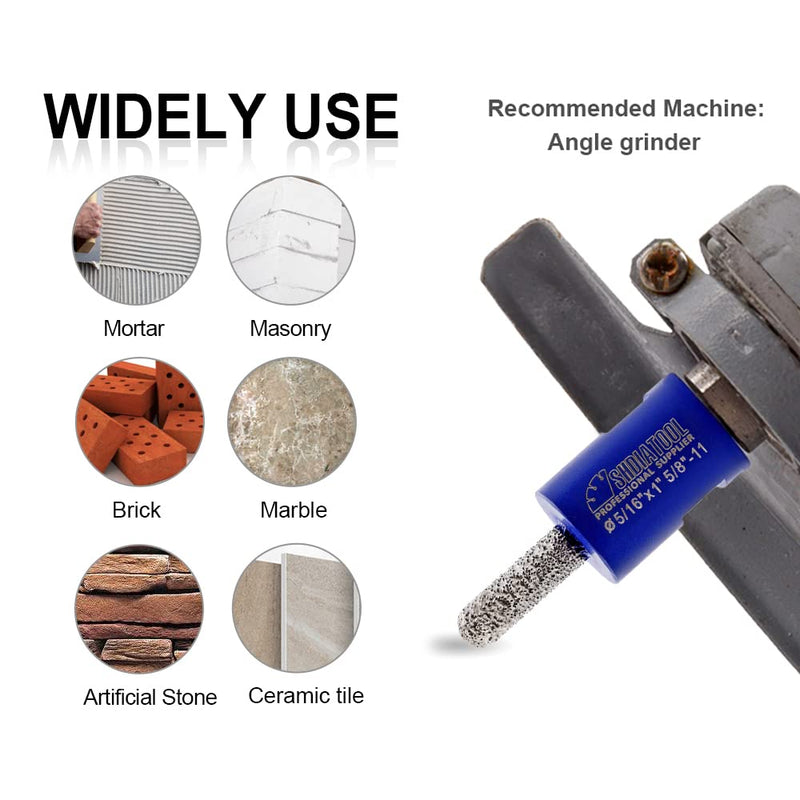 SHDIATOOL Diamond Mortar Raking Bit 5/16-inch x 1-inch Mortar Router Bits for Old Mortar Blown Damaged Bricks or Natural Stone Removal (8mm x 25mm)(2 Pieces) 2 5/16"x1"(8x25mm)