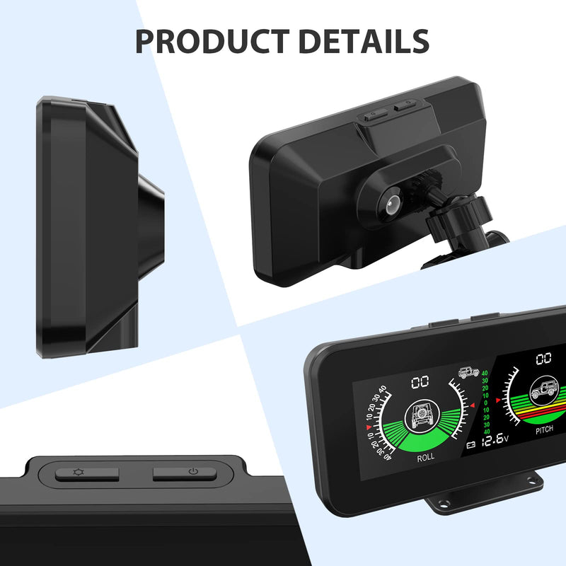 Digital Car Inclinometer Level Tilt Gauge Dual Mode, DC 5V-30V Automotive Slope Meter Clinometer Offroad with Built-in Multi-axis Gyroscope M50