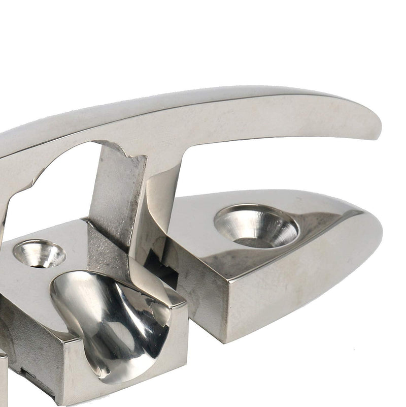 Amarine Made Pair of 6" Stainless Folding Cleat, Flip-up Dock Cleat Retractable Cleats-Enhance Safety and Appearance of Any Boat