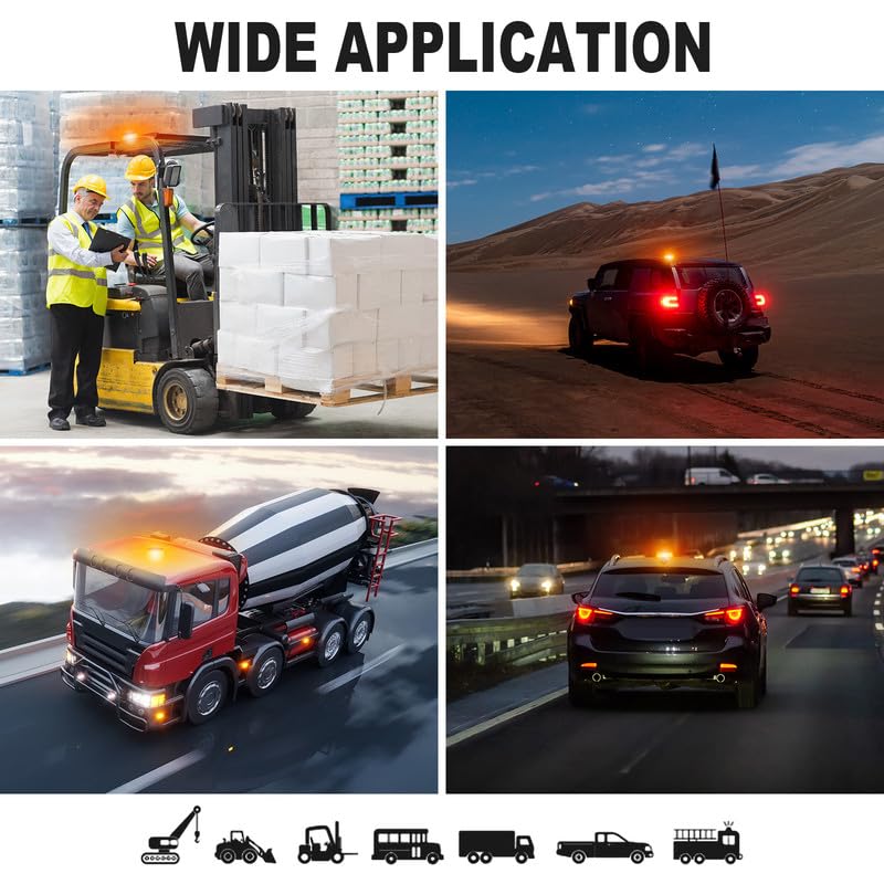 AnTom Magnetic Wireless Strobe Light, Waterproof Rechargeable LED Beacon Lights for Trucks, Vehicle Emergency Flashing Warning, forklifts,Tractors,Golf Carts,Cars Amber
