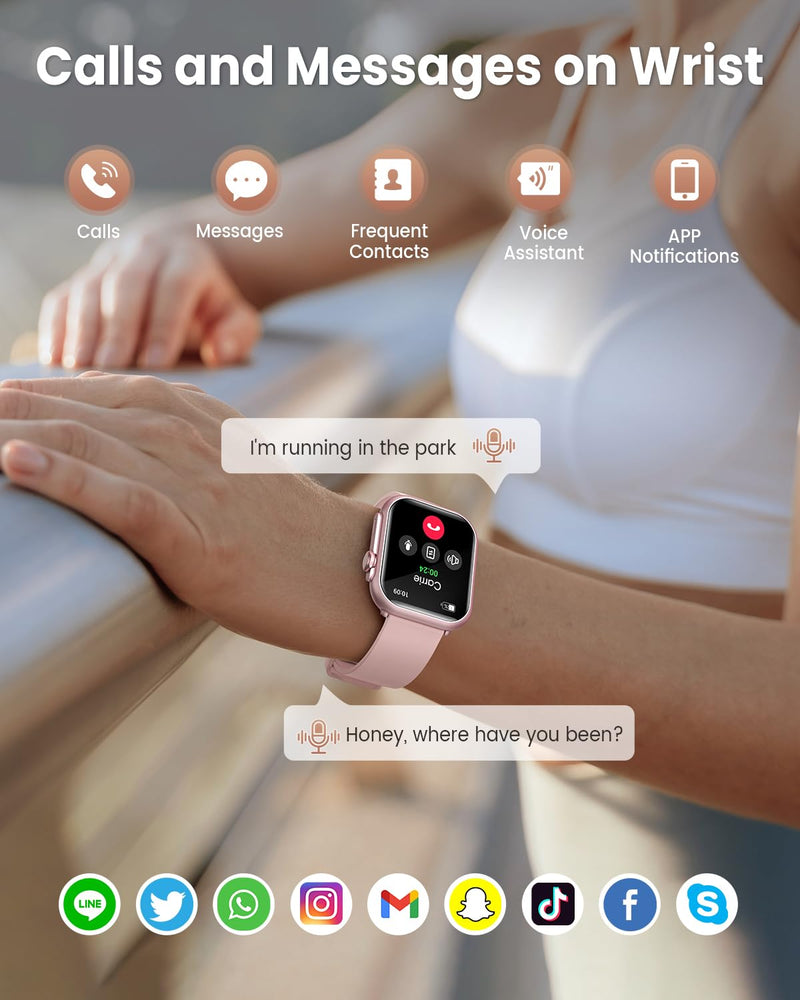 1.83" Smart Watches for Women (Android/iPhone), with 1000mAh Battery, 5ATM | 110+ Sports Modes, Messages and App Notifications, Health Monitoring(Blood Pressure, 24/7 Heart Rate, SpO2, Sleep), Pink 1.83"