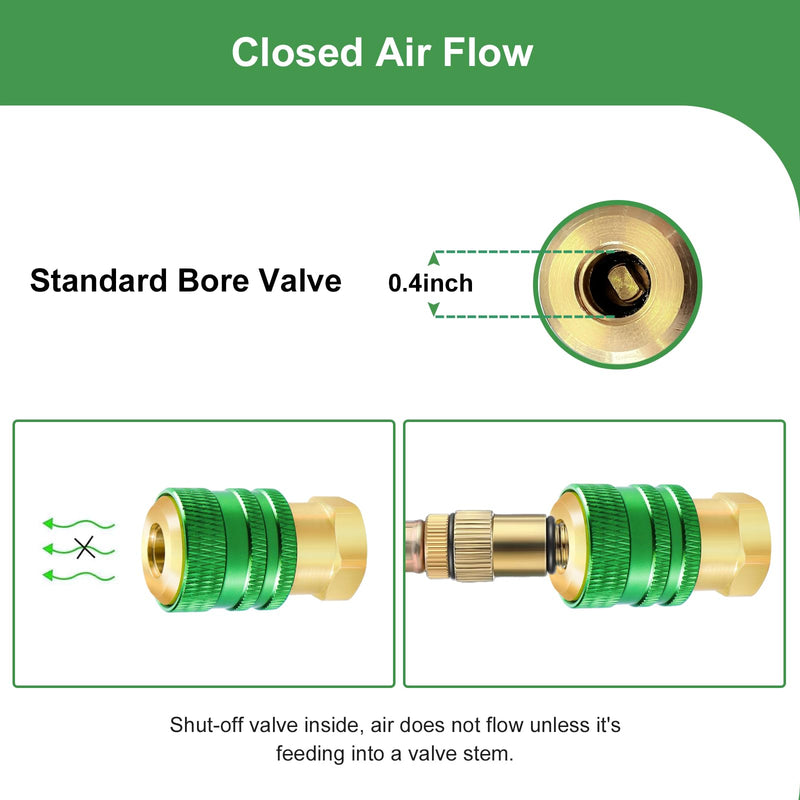 GODESON Air Chuck,Closed Flow Locking Air Chuck,1/4FNPT Air Chuck Quick Connect with Schrader Valve, Lock Inflate Locking Air Chuck for Tires(Pack of 2)