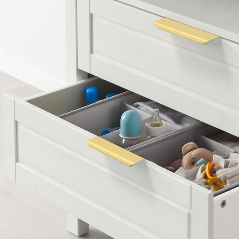 FILTA 10 Pack Gold 5 Inch(128mm) Hole Center Kitchen Cabinet Handles,5.9 Inch(150mm) Overall Length Edge Finger Tab Pull for cabinets Kitchen Concealed Drawer pulls 5"(128mm) Hole Center