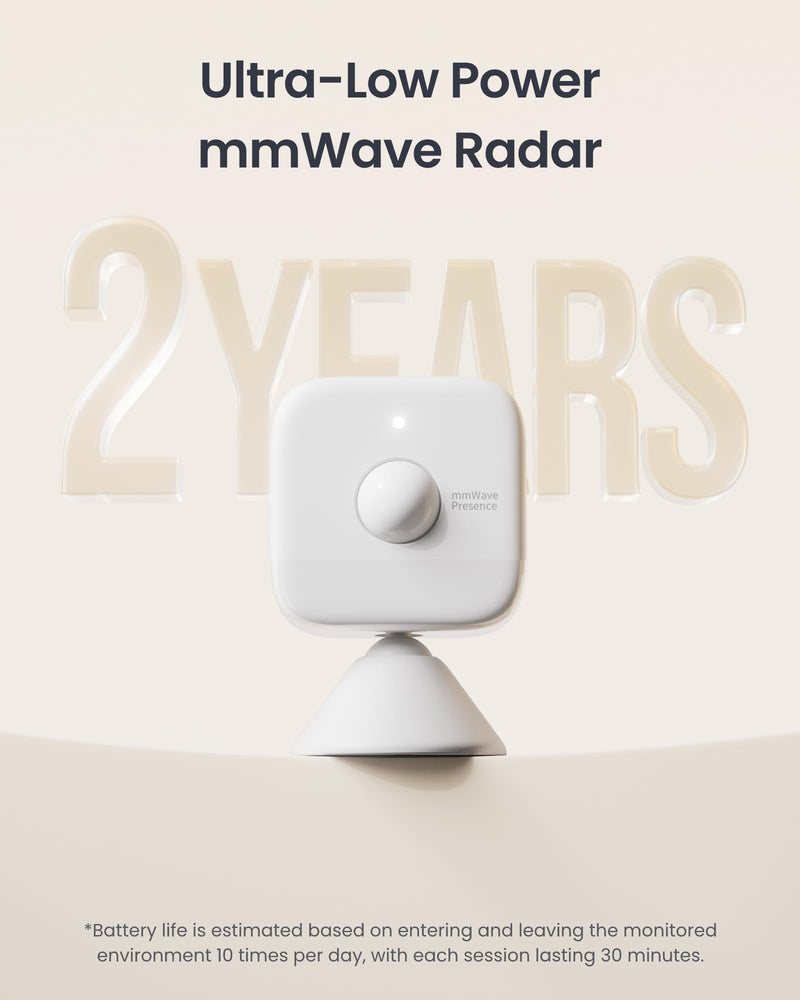 SwitchBot Smart mmWave Radar Motion Sensor, Bluetooth Presence Sensor with Dynamic Detection & Zone Positioning, Compatible with Alexa, HomeKit & Apple Home via SwitchBot Hub (Presence Sensor)