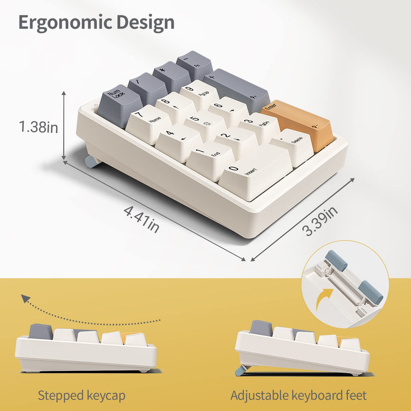 Number Pad, Mechanical Numpad Wired USB Standard 17 Keys Numeric Keypad with PBT Keycaps White Backlit Keypad for Laptop PC TKL Keyboards (Brown Switch) Brown switch