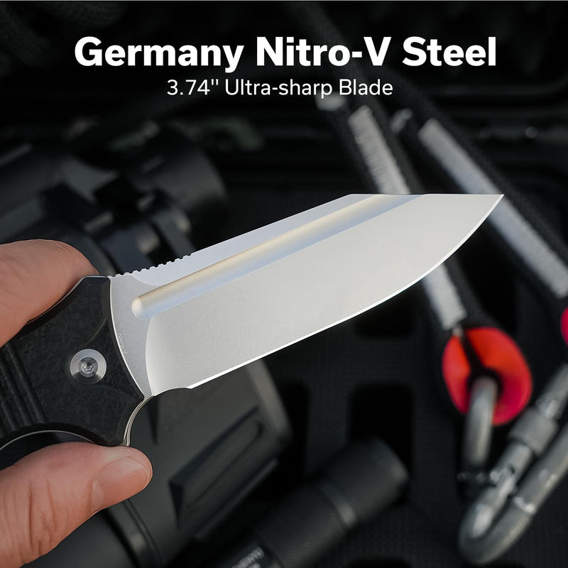 CIVIVI Neurohaptic Pocket Knife for EDC, Folding Knife with 3.74'' Nitro-V Blade G10 Handle, Reversible Clip, Gift for Men Women C23080-2 Black Shredded G10