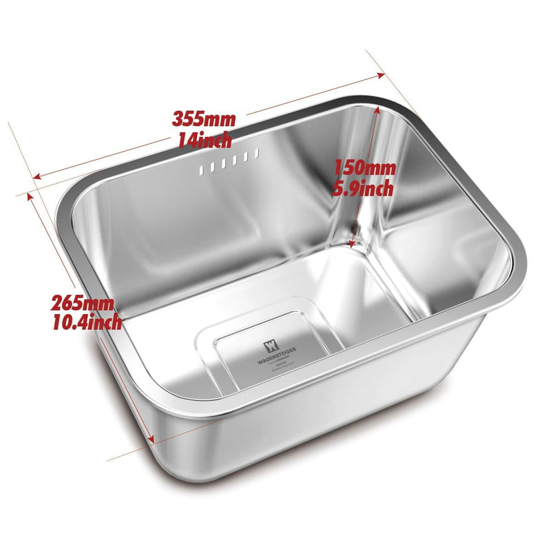 WAGENSTEIGER Portable Stainless Steel Washing-Up Bowl 10L (2.64 Gal), Large Multipurpose Dishpan for Kitchen Sink, Camping & Outdoor Dish Tub (Washing-Up Bowl) 1655