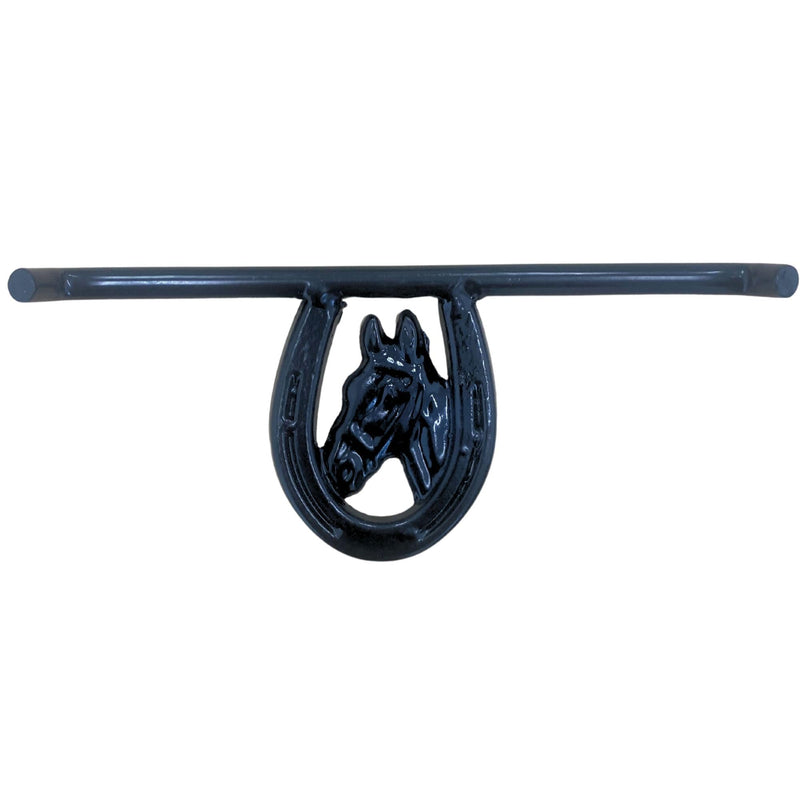 Intrepid International Horseshoe with Horsehead Barn Door Latch - Heavy-Duty Steel Hardware Included, Rust-Resistant Design, Black