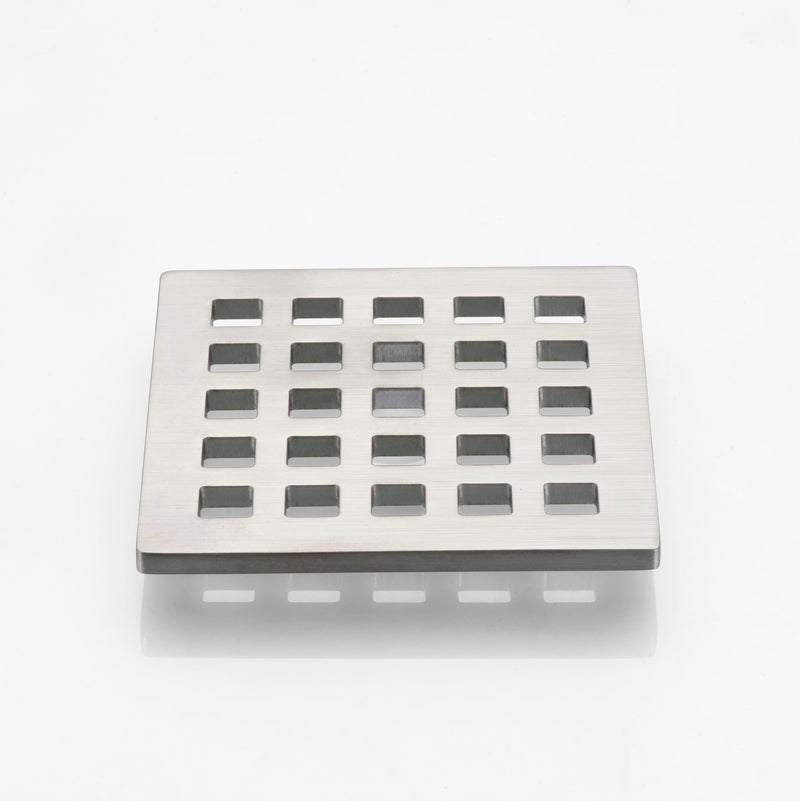 3.75 Inch Square Shower Drain Cover 5mm Thick Floor Drain Square Grille (Brushed Nickel) Brushed Nickel