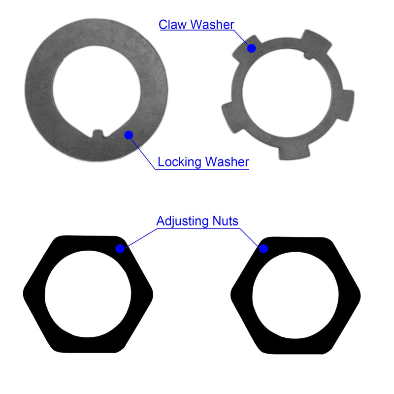Front Wheel Hub Spindle Lock Nut Kits, Front Axle Hub Adjusting Spindle Nut Washer Kit Compatible with Toyota Van T100 Pickup, 1984-1995 4Runner, 1975-2007 Land Cruiser (for Both Sides) Set of 8