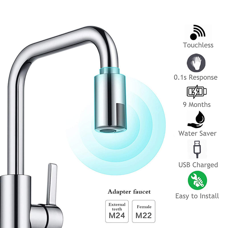 Touchless Faucet Adapter, Touchless Bathroom Faucet with Automatic Sensor, M22 M24 Tap Nozzle