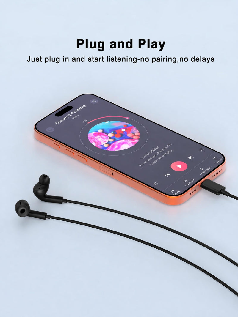[Apple MFi Certified] USB C Headphones for iPhone 17 16 15 Pro,Wired Earbuds with Mic & Volume Control,Noise Cancelling Type C Earphones in-Ear for iPad Pro/Air,Galaxy S25 26 Ultra,Pixel 9,MacBook C black