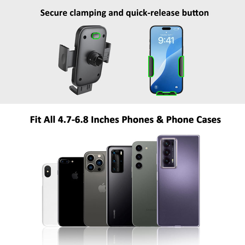 Clip Phone Mount for 2024-2026 Jeep Wrangler JL JLU Gladiator JT 4XE | Compatible with 2/4 Door, Made of Metal, For All Smartphones, NOT fit JK JKU Mechanical