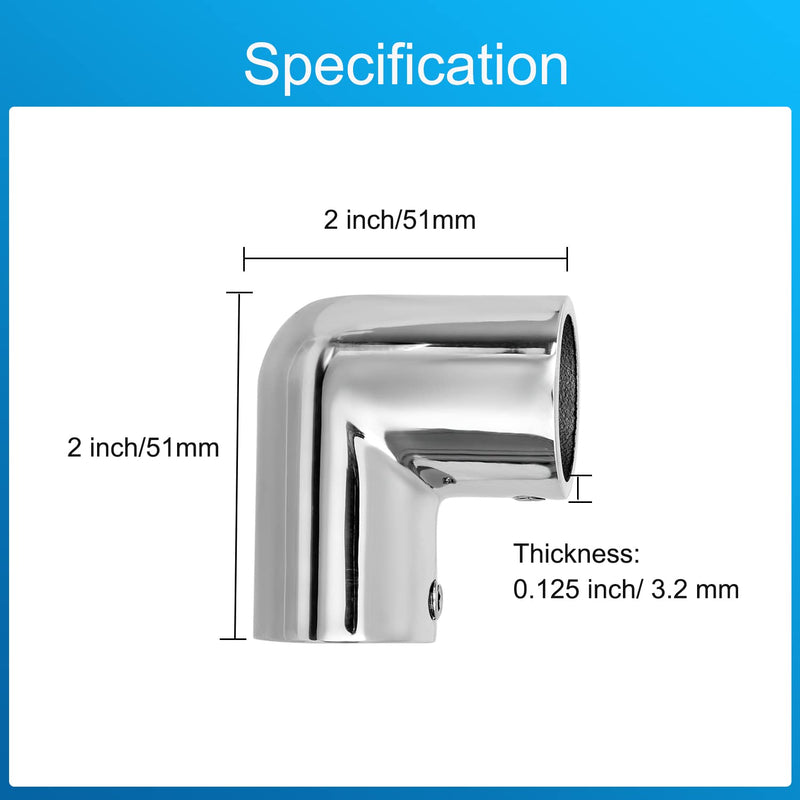 Heavy Duty Boat Handrail Fitting, 2-Way 90 Degree Elbow Hardware, 316 Stainless Steel, Pipe Connector for 1 inch (25.4mm) Pipe Tubing (2 PCS)