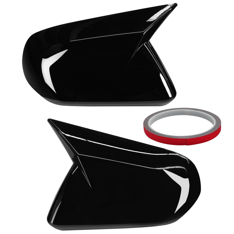 Moonlinks Compatible with 2015-2024 Ford Mustang Side Ox Horn Mirror Cover Overlay Without Turn Signal, Glossy Black LH & RH Side Door Exterior Rearview Mirror Cap Trim Bright Black（for 2015-2024）