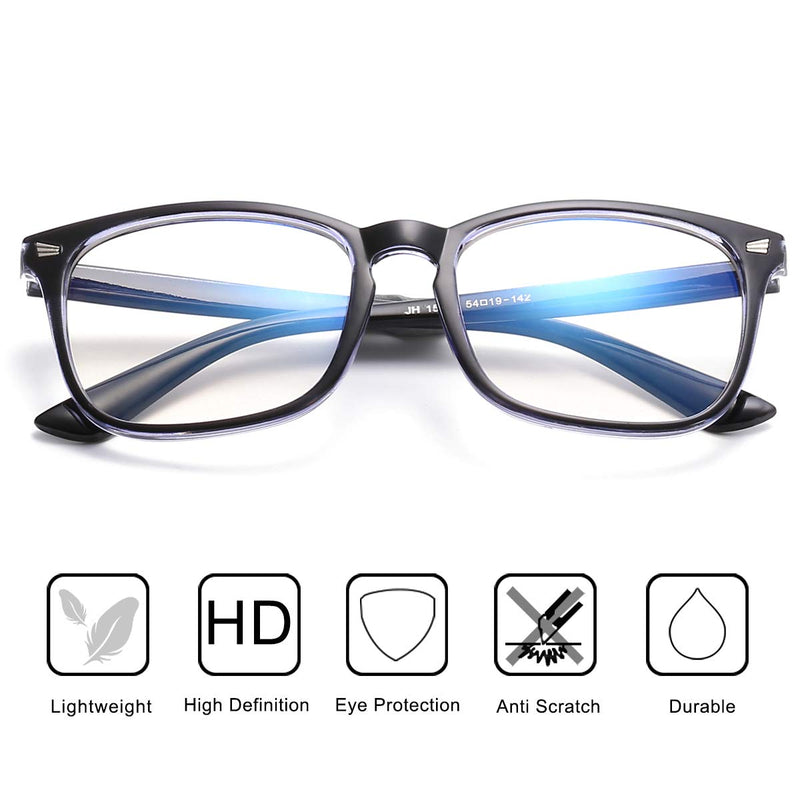 Square Blue Light Blocking Glasses,Computer/Gaming/Screen Glasses for Women or Men Black