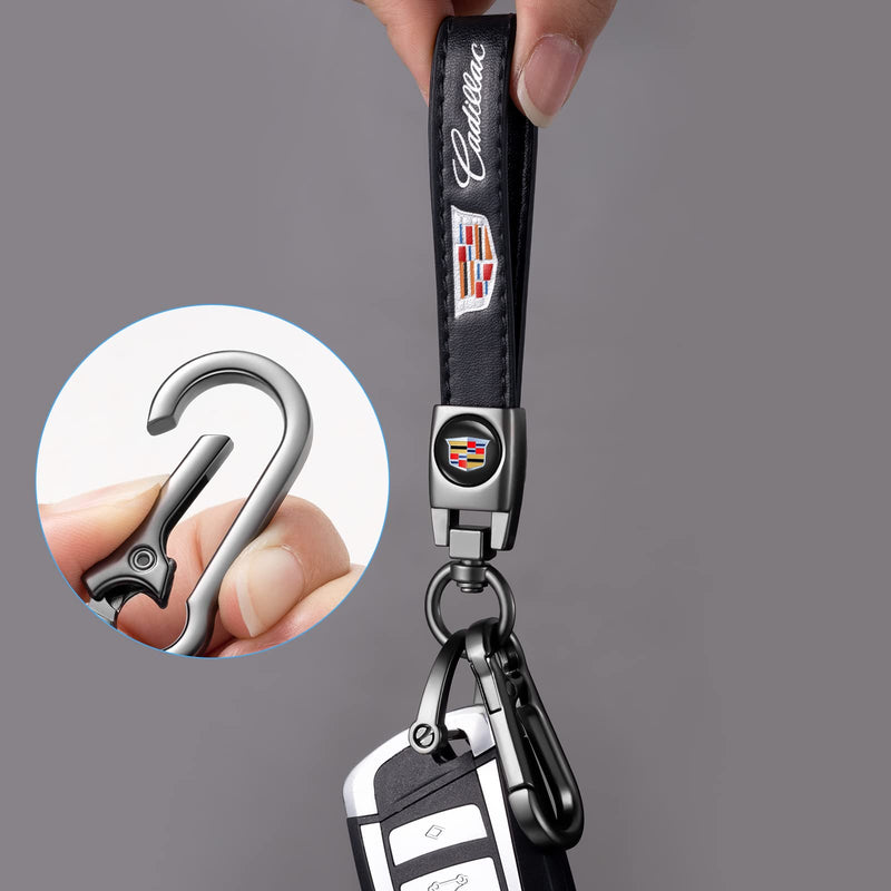 Genuine Leather Car Keychain Keyring Keychain Accessories Family Present(Black) Black-04