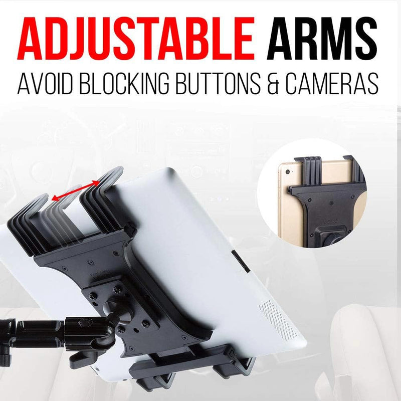 Tackform Tablet Cup Holder Mount for Car or Truck [Enduro Series ] Heavy Duty ELD Mount - Aluminum 3-Way Adjustable Arm with Universal Spring Loaded Tablet Cradle 20 Series
