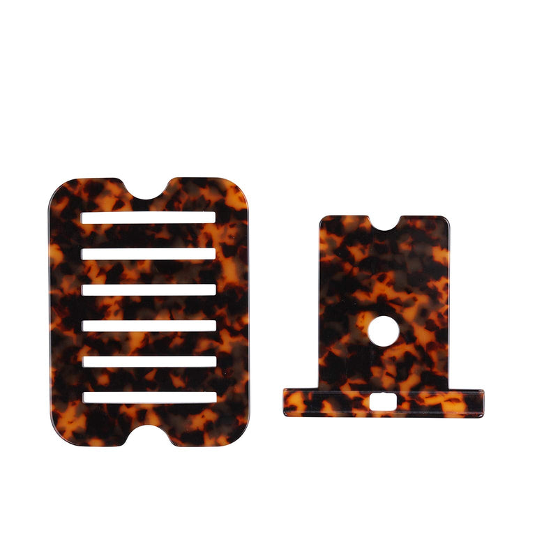 Resin Cell Phone Stand, Phone Dock, iPad, Samsung Tabs and Other Devices (4-12.9"): Cradle, Holder, Stand for Office Desk (Tortoise-Tone) Tortoise-Tone