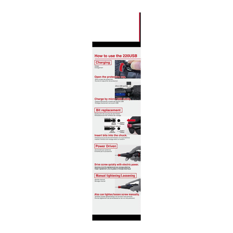(USA Official) VESSEL e-ASSIST Screwdriver | Higher-Torque Model made in Japan No.220USB1U