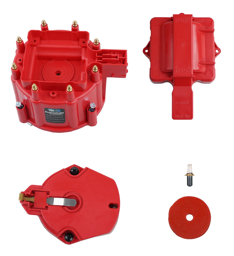 Red Male HEI Distributor Cap and Rotor Kit for SBC BBC 283 305 307 327 350 396 454 V8 Engines Performance Replacement for K549, 8416, 400, 454 Distributor Cap Assembly Red
