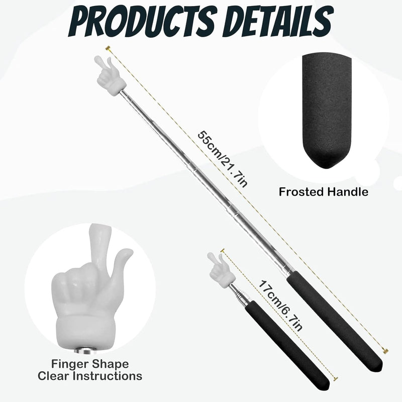 2Pcs Telescopic Teachers Pointer, Extendable Hand Pointer Finger Pointer Stick, Mini Retractable Classroom Pointer for Elementary School Kindergarten Teacher, Classroom Supplies