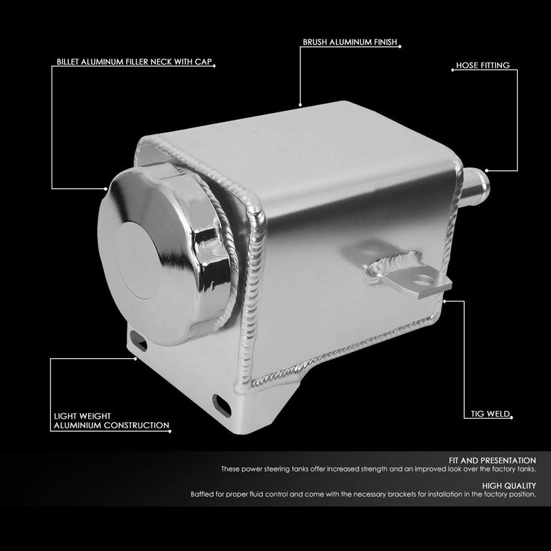 DNA MOTORING TANK-PS-001 Aluminum Power Steering Reservoir Tank/Bottle [Compatible with 99-04 Ford Mustang]