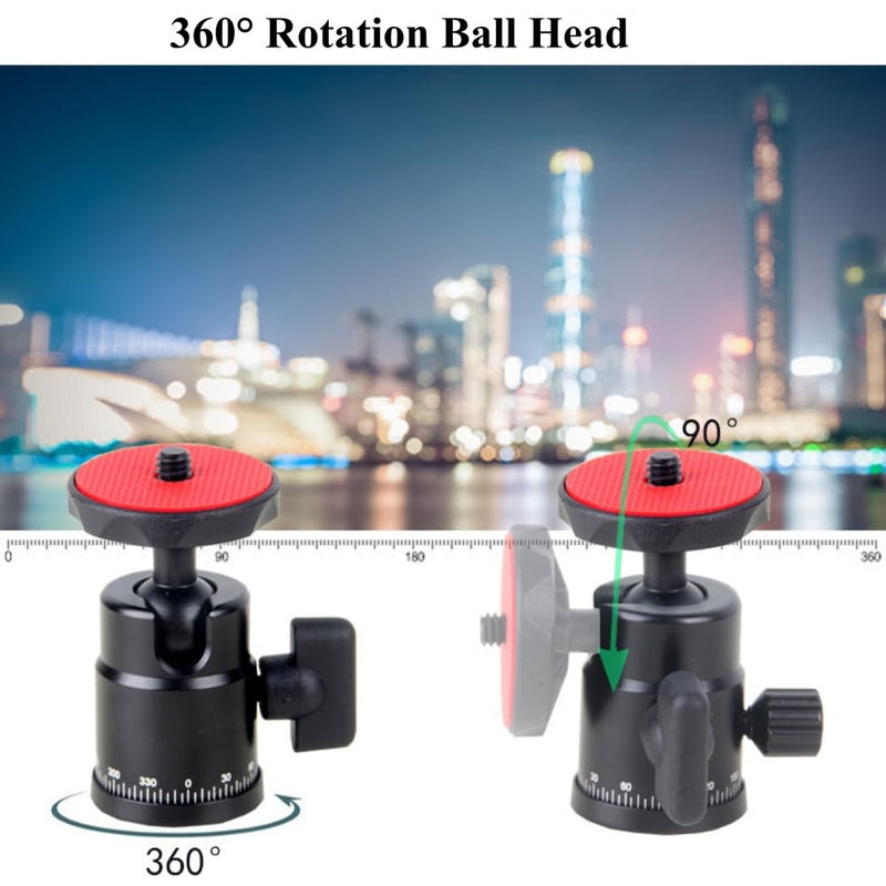 Tripod Ball Head with 1/4" Screw and Dual Hot Shoe Mount 360 Degree Rotatable Metal Adapter for DSLR Camera Tripods Monopods Camcorder Light Microphone (Load 4LB)