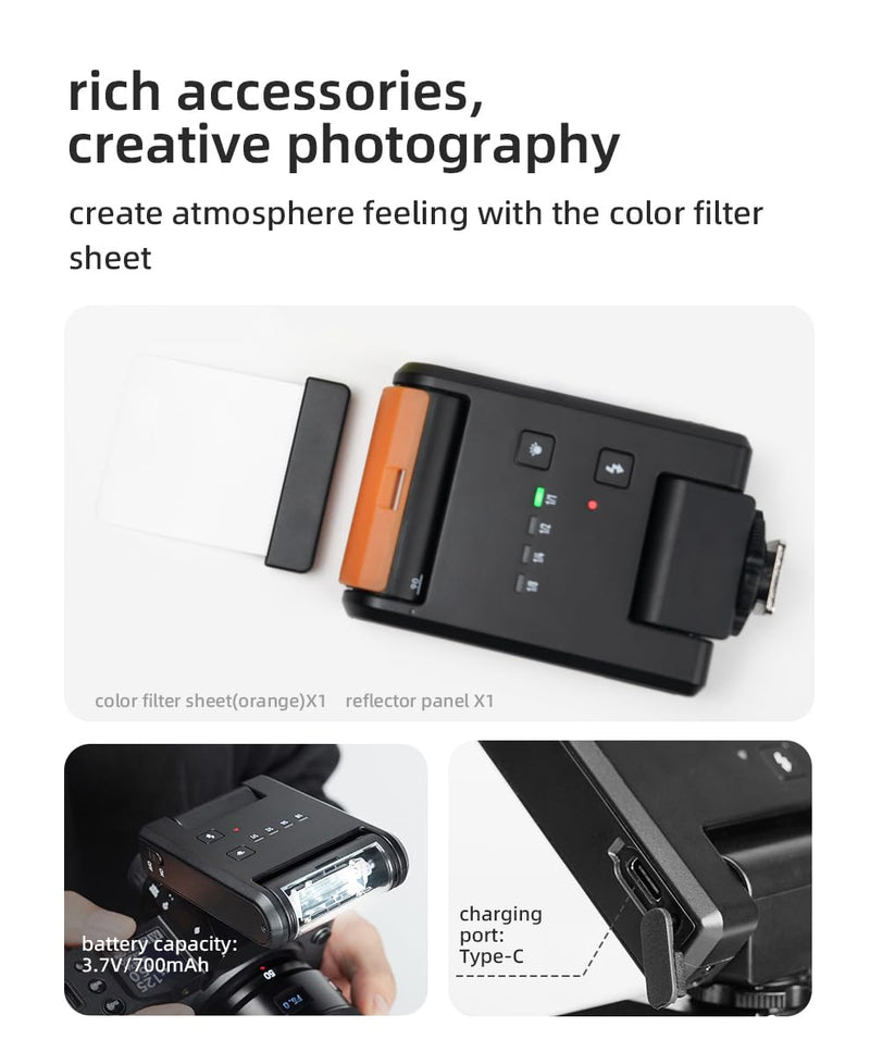 YN6 Micro Universal On-Camera Flash YONGNUO Manual Mini Hot Shoe Flash | Typc C Charging Interface on Camera Flash Speedlite for Canon Nikon Pentax Olympus Fuji DSLR Cameras
