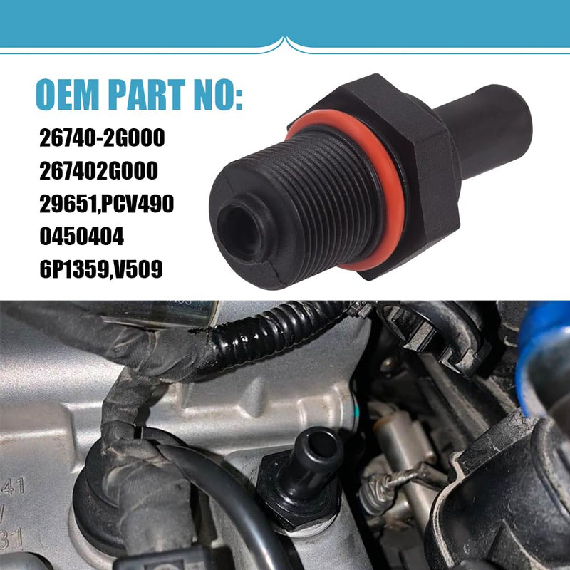 2PCS PCV Exhaust Control Valve, 26740-2G000 045-0404 Engine Intake Manifold Runner Control Motor, Positive Crankcase Ventilation Valve Replacement for GT Genesis Coupe Kona Santa (2PCS) 2PCS