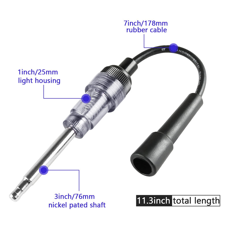 2PCS Spark Plug Tester, Engine Ignition Coil Tester Straight Boot Ignition Test Spark Plug Light Checker Automotive Spark Tester for Automotive Car Lawnmower Internal External Engine 2pcs