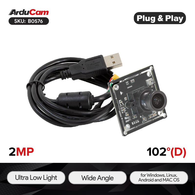 Arducam USB Camera Module, 2.4MP Lightburn Camera, IMX662 Ultra Low Light USB2.0 Webcam IMX662 Cam
