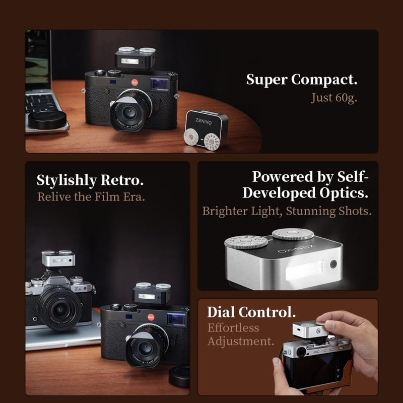 ZENIKO ZA12 Camera Flash Speedlite,Dual-Dial 6500K±200K Mini Flash for Fujifilm X-T30 X-T5 Sony ZV-E10 Nikon Panasonic Olympus Ricoh GR3/4 SLR Camera Flash Litght(ZA12-Black) ZA12-Black