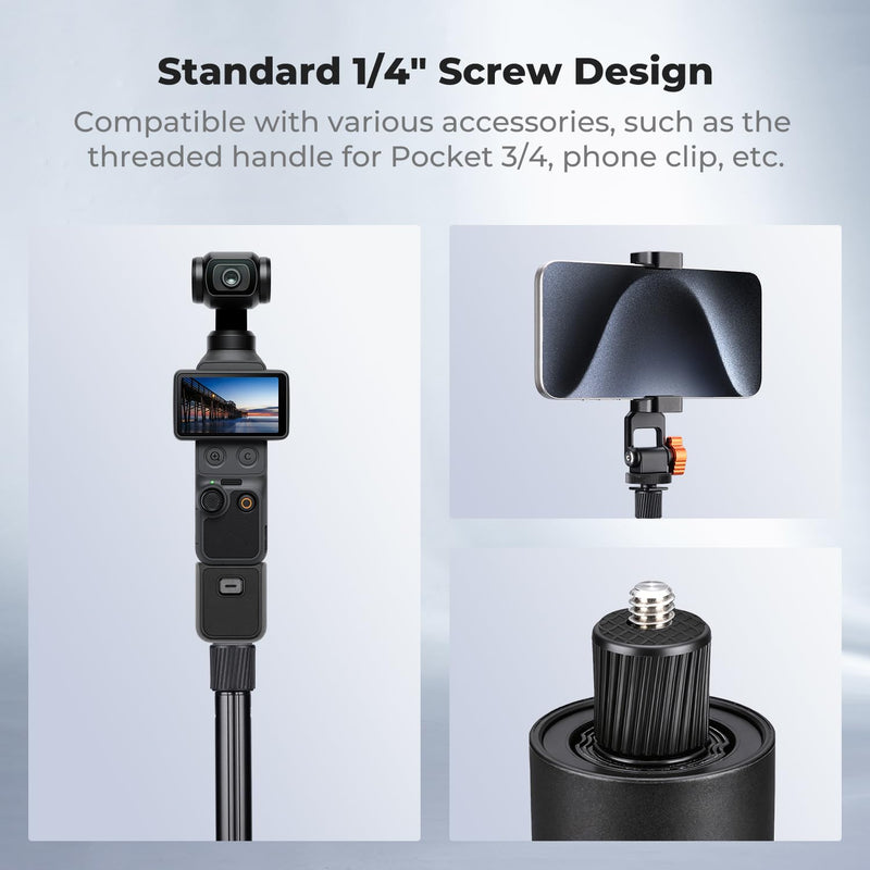 K&F CONCEPT 66" 2-in-1 Invisible Selfie Stick Tripod for Insta360 X5/X4/X3 | Extension Pole Adjustable Handle Grip for Luna Ultra, X6,GoPro, DJI Osmo Pocket 3/4, Action 5 Pro/6/4/3, DJI Osmo 360 JF-105L